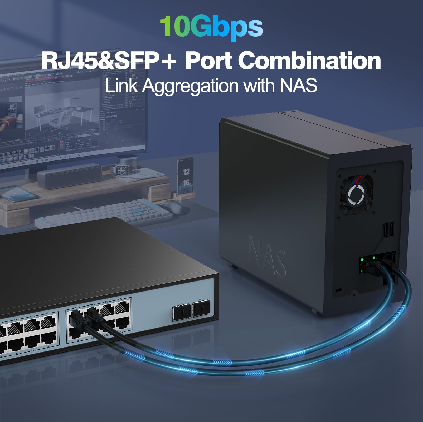SODOLA 24-Port 2.5G Smart Web Managed Switch with 2x10G SFP+ | 2.5GbE Network Switch for Home Office & Small Business | QoS, VLAN, IGMP Support | 1U Rackmount | Ideal for Gaming, Streaming & Data Centers