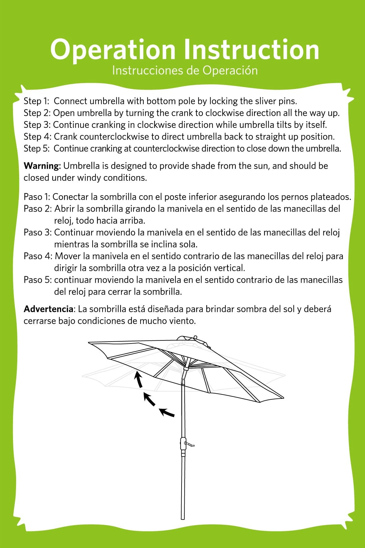 9FT Outdoor Patio Umbrella with Crank & Tilt - UPF 50+ Sun Protection Canopy for Deck, Poolside & Backyard - Waterproof & Wind-Resistant Garden Umbrella for Outdoor Dining & Relaxation