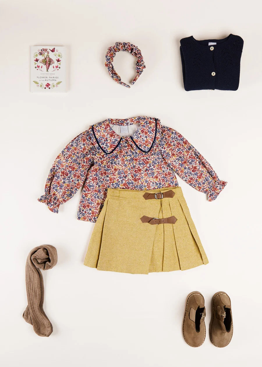Beatrice Floral Blouse and Skirt Set for Girls | Elegant Spring Summer Outfit | Perfect for School, Parties & Family Photos