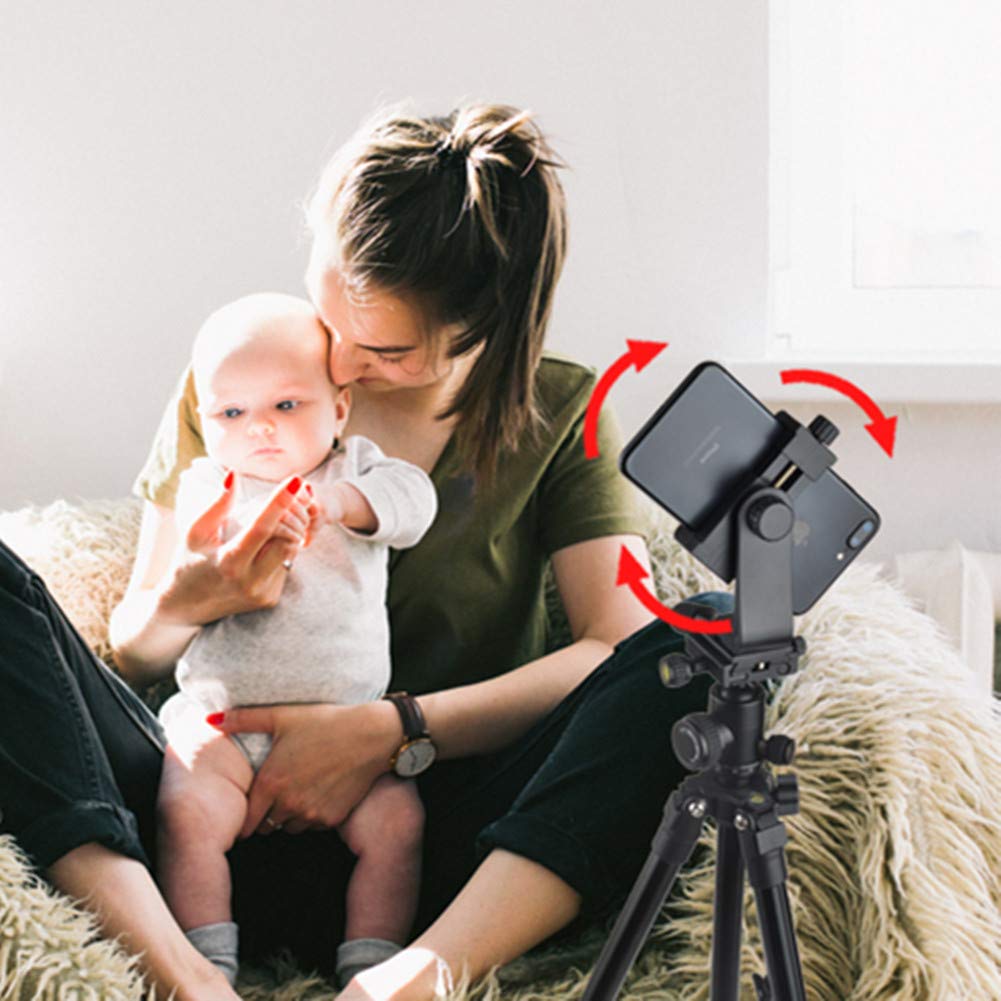 Professional DSLR Camera Tripod with Phone Holder - Compact Lightweight Travel Tripod Stand, 360° Panoramic Ball Head & Quick Release Plate for Vlogging, Blogging, Photography - Perfect for Travel, Outdoor Shooting & Content Creation