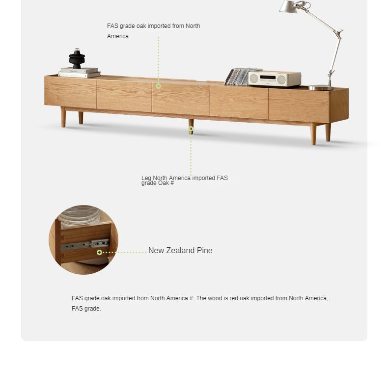 Solid Oak Wood Modern Large TV Stand Floor Cabinet - Stylish Living Room Entertainment Center for Flat Screen TVs