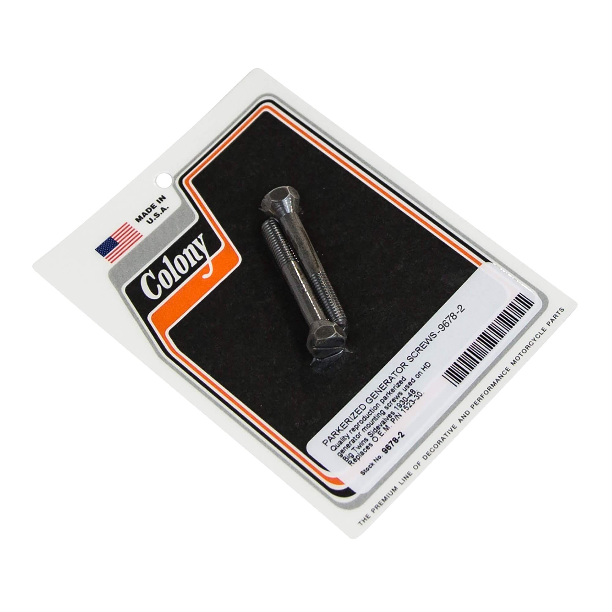 1930-1948 Harley Davidson Big Twin Sidevalve Generator Screws Set of 2 - Parkerized Finish for Vintage Motorcycle Restoration & Repair