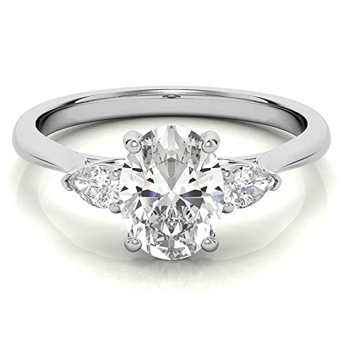 3 CT Oval Cut Colorless Moissanite Engagement Ring for Women - Vintage Wedding, Bridal, Anniversary Solitaire Halo Ring in Gold/Silver - Perfect Gift for Fiancée, Wife, Proposal & Special Occasions