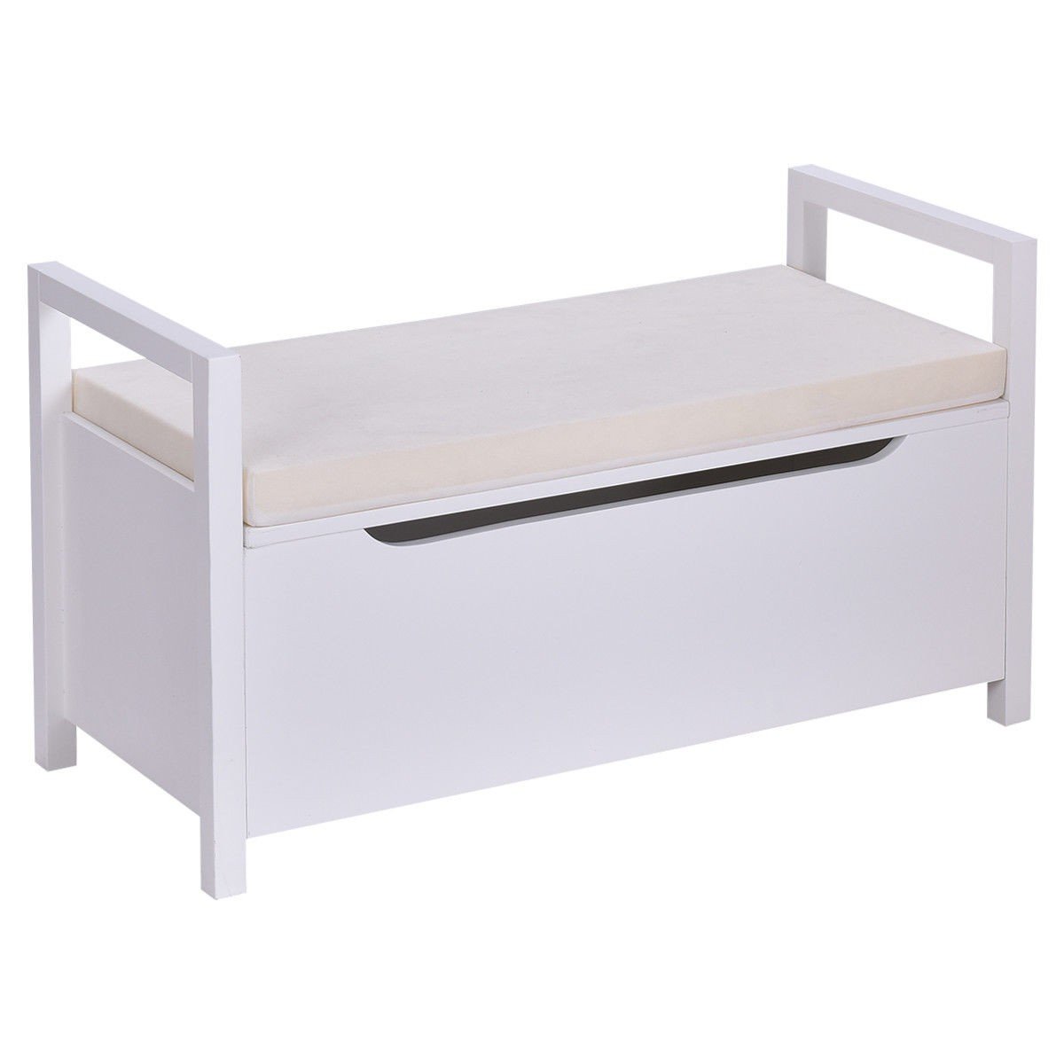Modern Shoe Bench with Cushioned Seat - Elegant Entryway Storage Rack for Hallway, White Home Decor Furniture | Perfect for Small Spaces, Mudroom Organization & Shoe Storage Solution