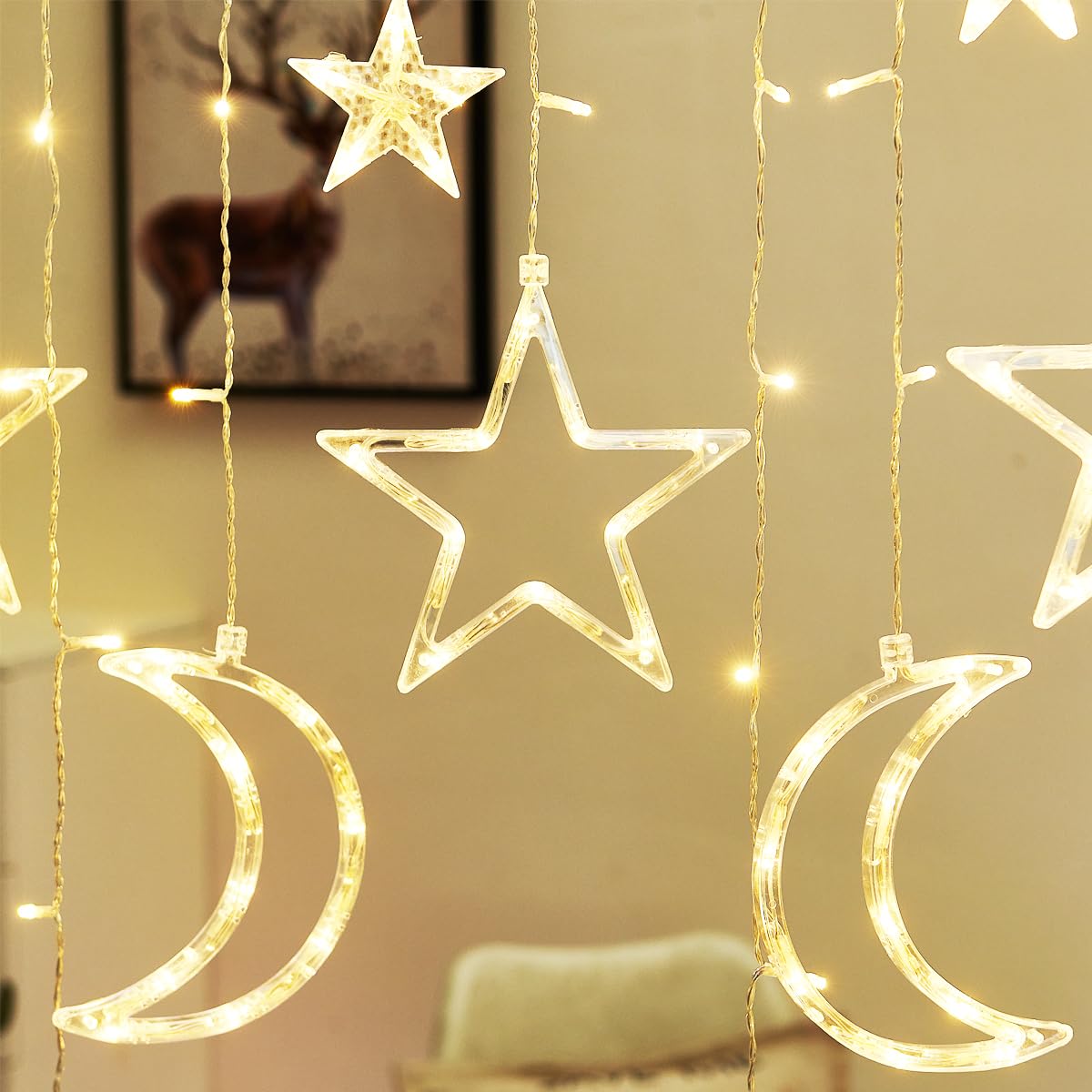 138 LED Curtain String Lights with 8 Lighting Modes & Timer - Remote Control USB Powered Dimmable Fairy Lights for Window, Wall, Bedroom, Wedding, Party & Outdoor Decor