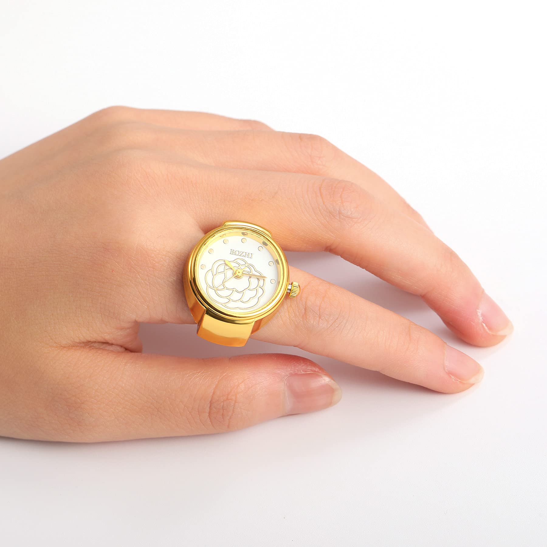 Stylish Unisex Round Analog Quartz Ring Watch - Adjustable Size for Men & Women - Perfect for Casual Wear, Parties & Unique Fashion Accessories