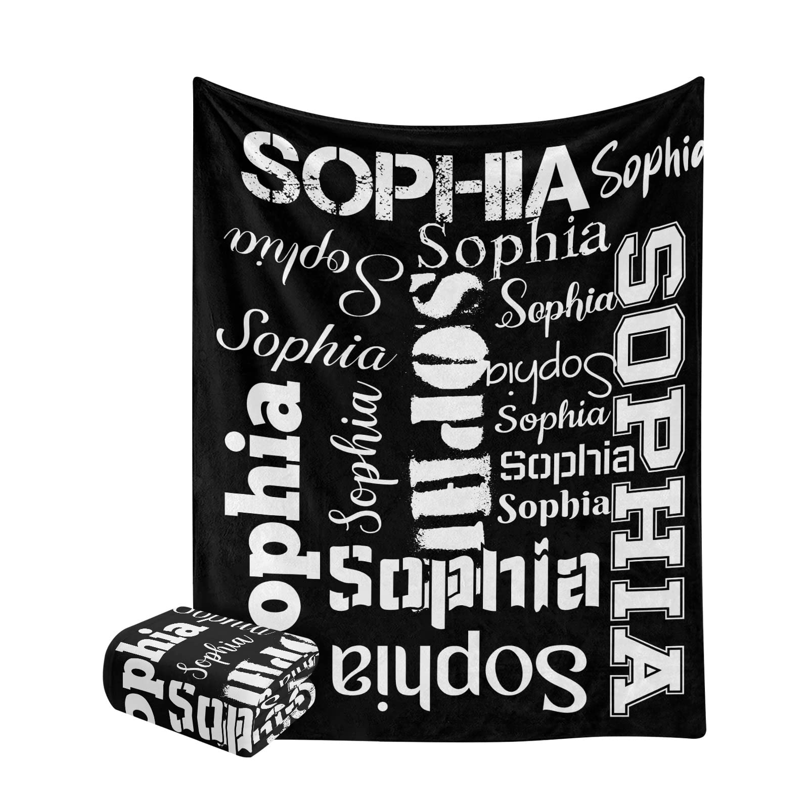 Personalized Black & White Name Blanket - 50