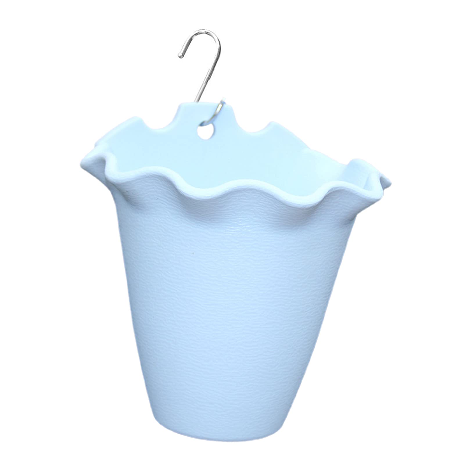 Breathable Ruffled Edge Plastic Hanging Flower Pots - Wall Mounted Planters for Outdoor Gardens, Balconies & Patios (Blue) - Perfect for Herbs, Succulents & Small Flowers
