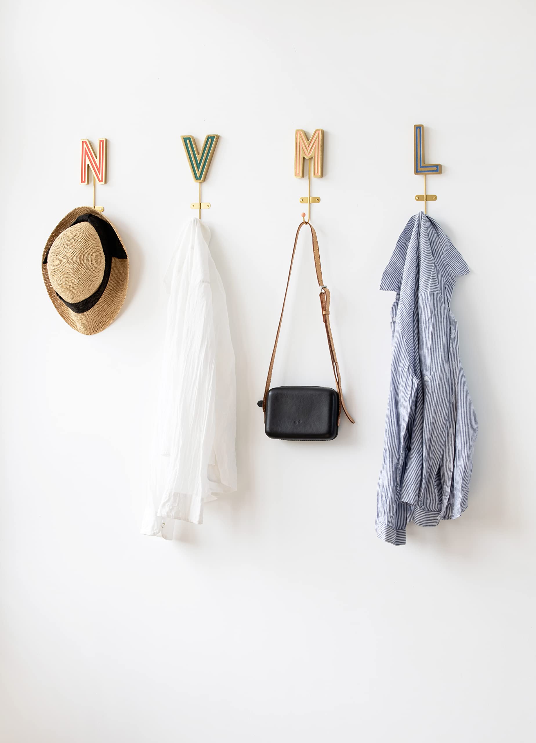 **Collective Home - Gold Monogram Wall Hooks for Hanging Coats, Scarves & Bags | Wooden Letter Wall Decor for Bedroom, Living Room & Entryway | Stylish & Functional Home Organization**