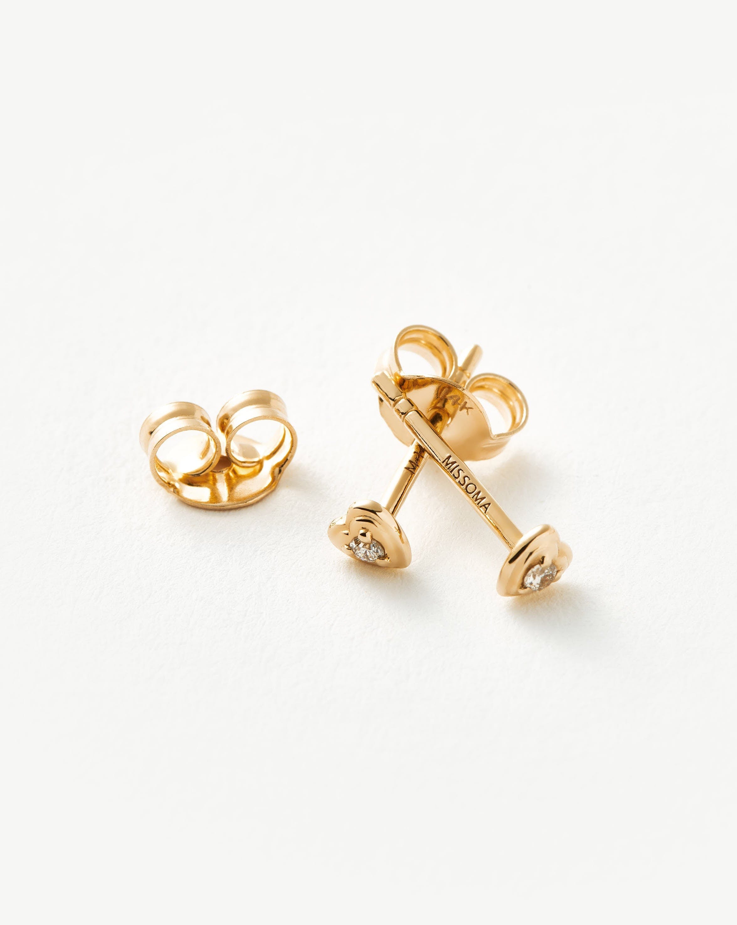 Exquisite 14K Gold Diamond Heart Stud Earrings for Women - Perfect Gift for Valentine's Day, Anniversary & Special Occasions