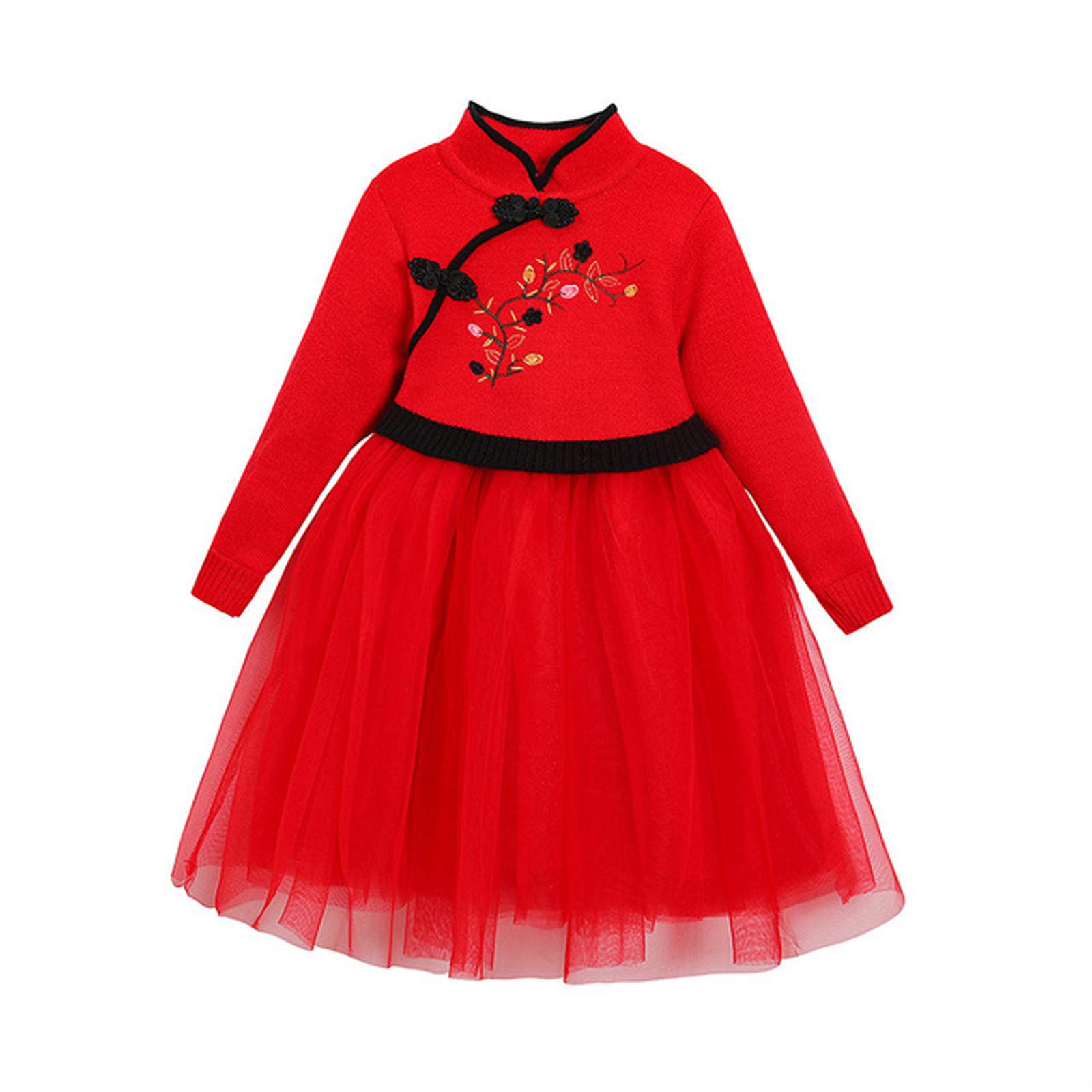 Chinese New Year Girls Tulle Princess Dress - Traditional Tang Suit Formal Party Gown for Baby Toddler & Teen | Lunar Festival Celebration, Birthday Party, Pageant, Photo Shoot