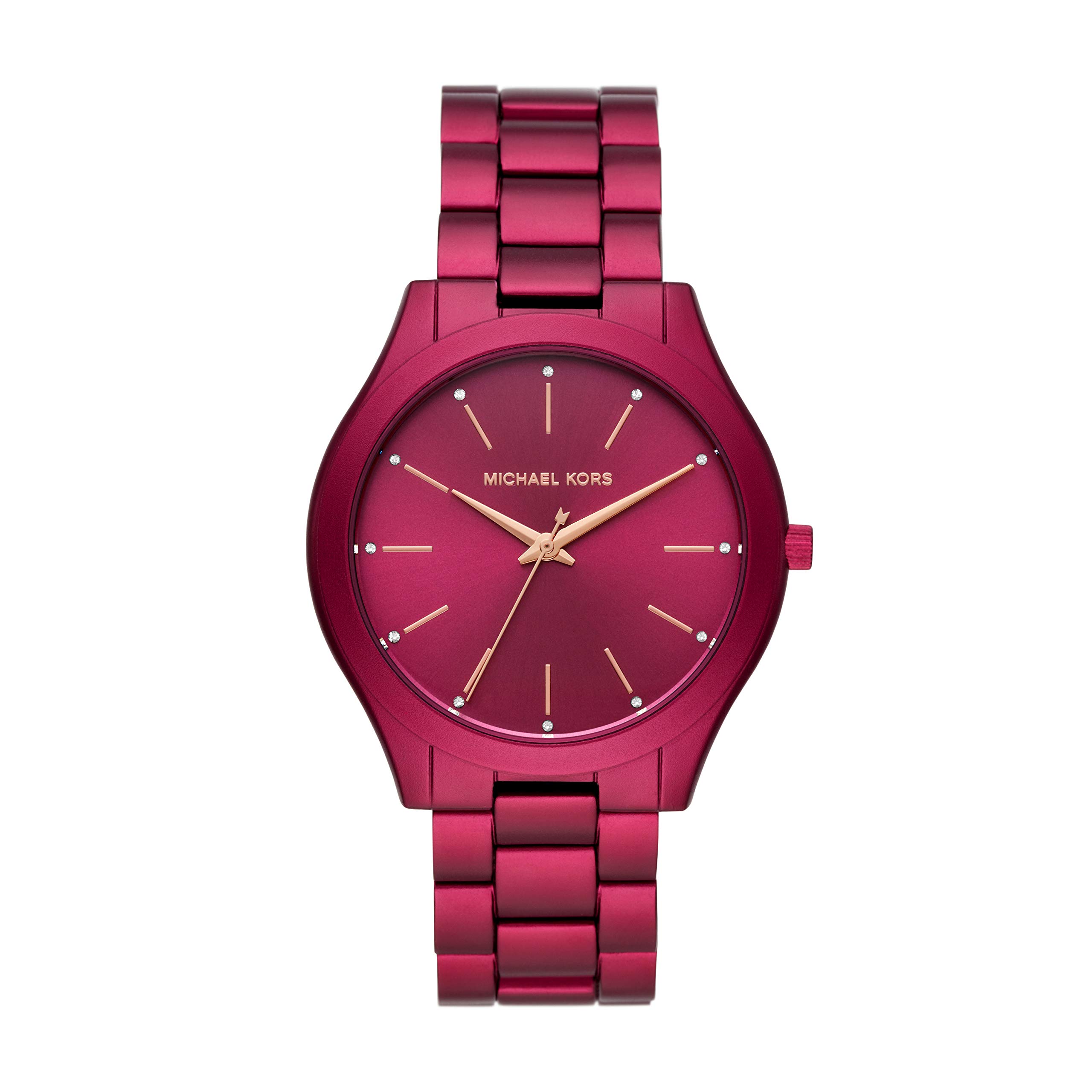 Michael Kors MK4505 Slim Runway Quartz Watch for Women - Stainless Steel Band, Plum Color, 20mm Case - Elegant Dress Watch for Office, Party & Everyday Wear