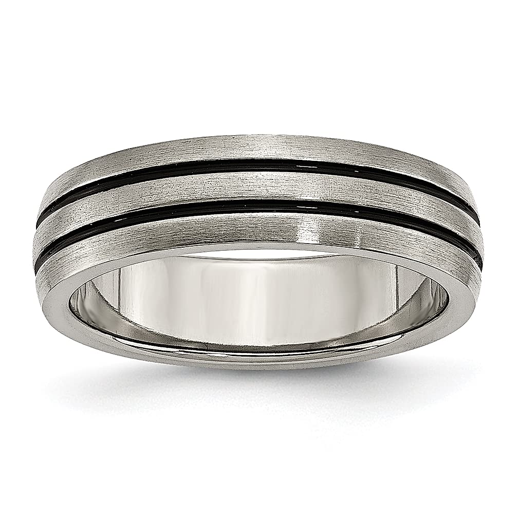 ICE CARATS Titanium Enameled Grooved 6mm Wedding Band Ring - Elegant Women's Fashion Jewelry, Perfect Anniversary & Valentine's Gift for Her - Ideal for Weddings, Engagements & Special Occasions