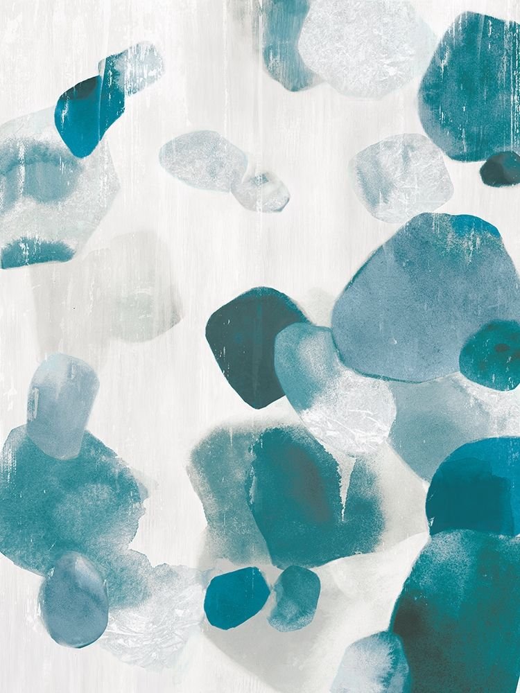 PI Studio Shadow Pebbles II Teal Version Art Print - 24x18 Inches Wall Decor Poster | Modern Home & Office Decoration, Living Room & Bedroom Aesthetic