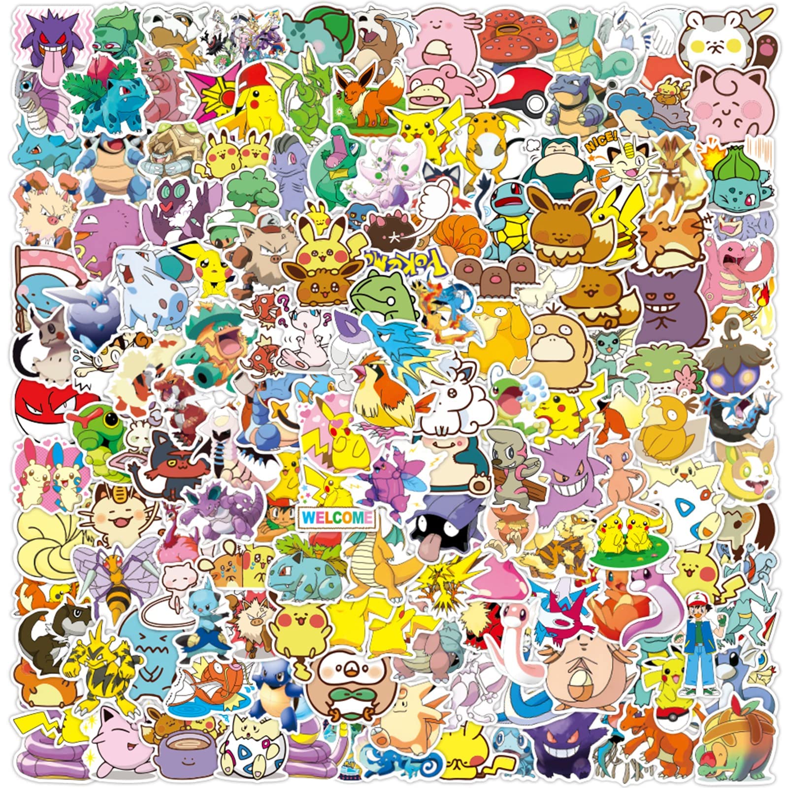200Pcs Cute Anime Cartoon Poke Stickers - Vinyl Waterproof Decals for Laptops, Computers, Luggage & Water Bottles - Perfect for Teens & Adults Scrapbooking, DIY Crafts & Gift Wrapping
