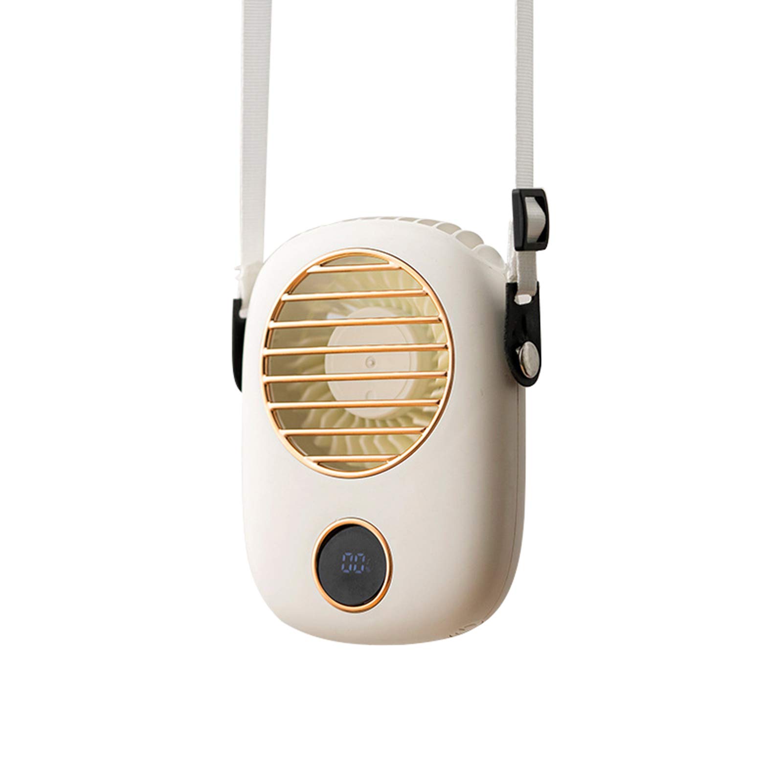 TEMAIKO Mini Hanging Neck Fan - 2000mAh Rechargeable USB Personal Cooling Fan for Women & Men, Portable Wearable Fan for Home, Office, Outdoor, Travel, Gym & Sports - White