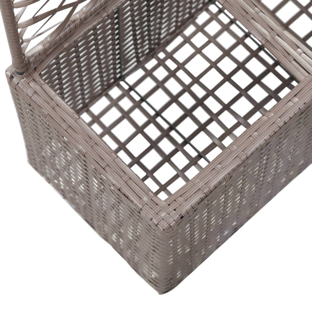 CHARMMA Trellis Raised Garden Bed with 2 Plant Pots - 22.8x11.8x42.1 Inches Poly Rattan Planter Box - Brown Outdoor Gardening Solution - Perfect for Small Spaces, Balconies & Patios