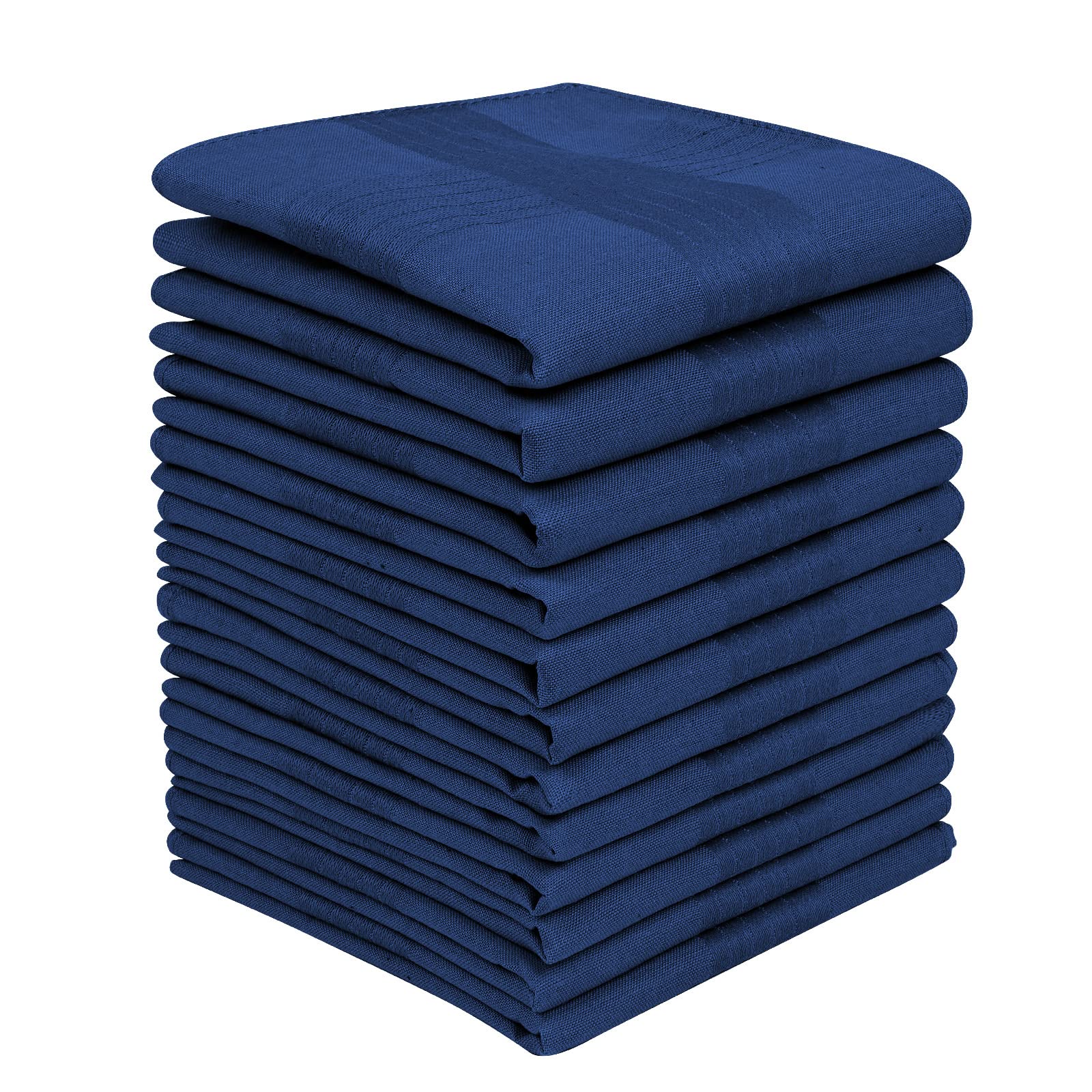 Premium Zenssia Men's 100% Cotton Handkerchiefs with Hem - 12-Pack Bulk Set of Soft Hankies for Everyday Use, Travel & Formal Occasions