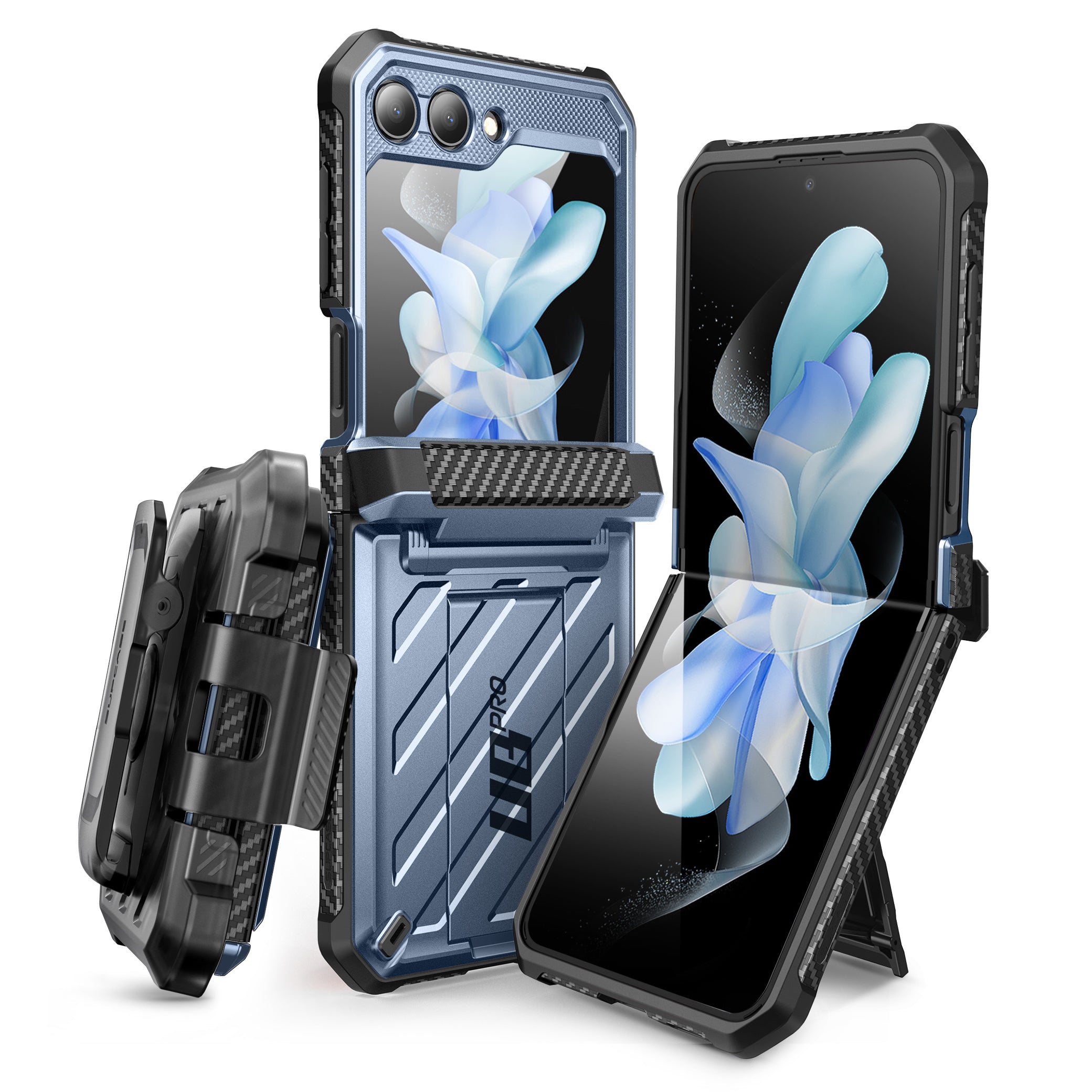 Samsung Galaxy Z Flip5 Unicorn Beetle PRO Heavy Duty Rugged Case with Belt Clip - Metallic Blue | Shockproof & Drop Protection for Outdoor, Work & Travel