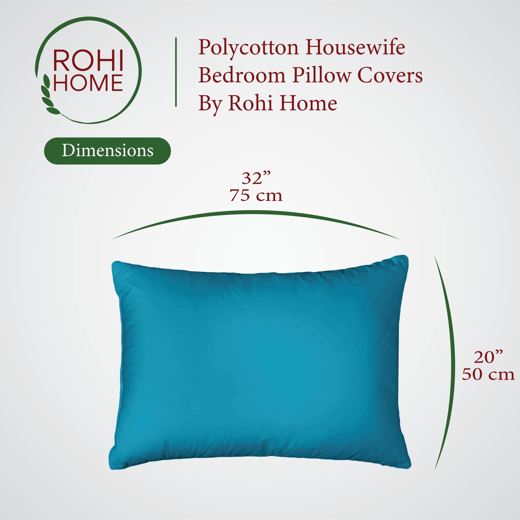 Premium 2-Pack Teal Pillowcases – Hypoallergenic & Breathable Polycotton Blend – Fade & Wrinkle Resistant Standard UK Size 50x75cm – Perfect for Bedroom, Guest Room & Home Decor