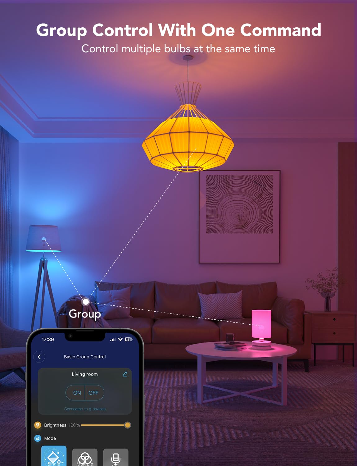Govee Smart LED Light Bulbs 6 Pack - 1200 Lumens Dimmable BR30 RGBWW WiFi/Bluetooth Color Changing Bulbs with 16 Million Colors, Music Sync, Works with Alexa & Google Assistant - Perfect for Home Theater, Gaming Room & Party Lighting
