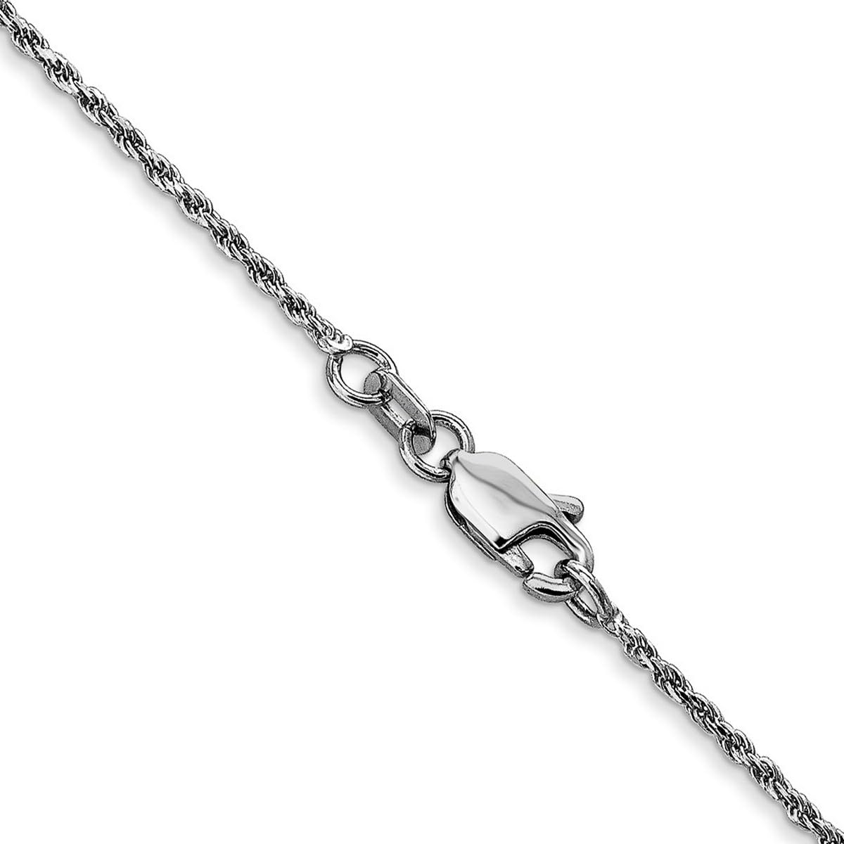 10K White Gold Solid 1.2mm Sparkle Cut Rope Chain Anklet - 9 Inch Adjustable Lobster Claw Closure for Women & Men | Perfect for Beach, Party & Everyday Wear