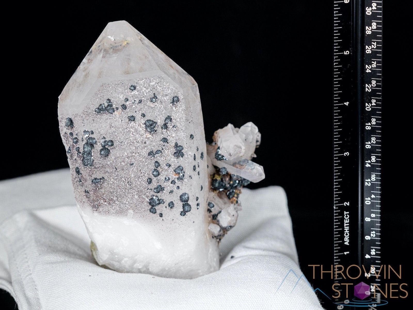 Natural QUARTZ Raw Crystal Cluster with Specular HEMATITE - Healing Stones for Home Decor, Housewarming Gift, Meditation & Spiritual Healing (40098) - Perfect for Office Desk, Yoga Space & Feng Shui Arrangement