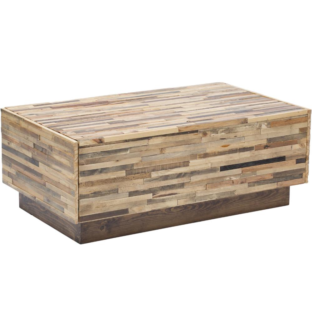 2-Drawer Reclaimed Pine Wood Coffee Table - Rustic Farmhouse Style for Living Room, Lounge & Office (Caledonia Collection)