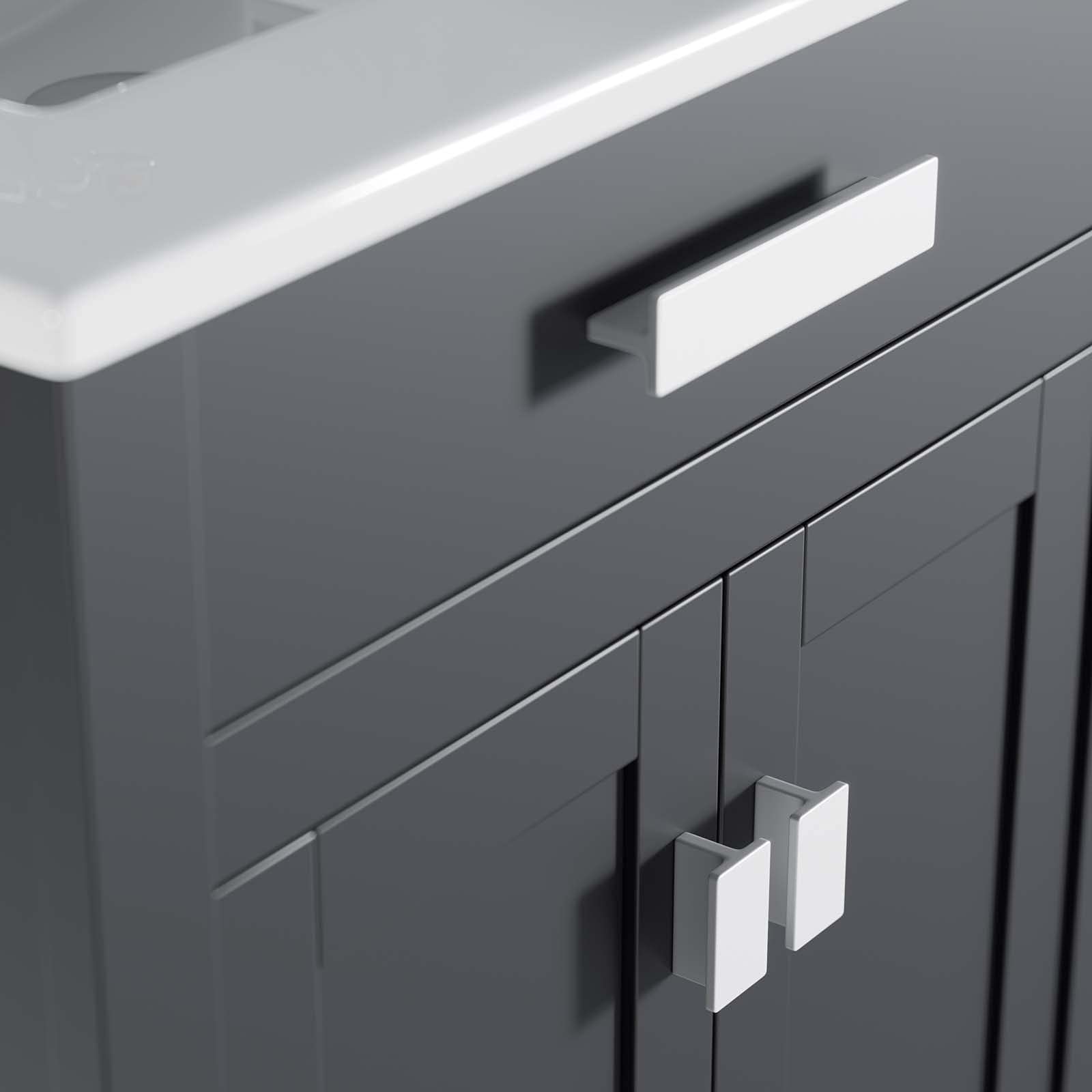 Modern Wood Sink Vanity Cabinet in Grey, White - Contemporary Bathroom Storage for Hotel, Bedroom & Master Suite - Perfect for Small Spaces & Luxurious Bathroom Upgrades