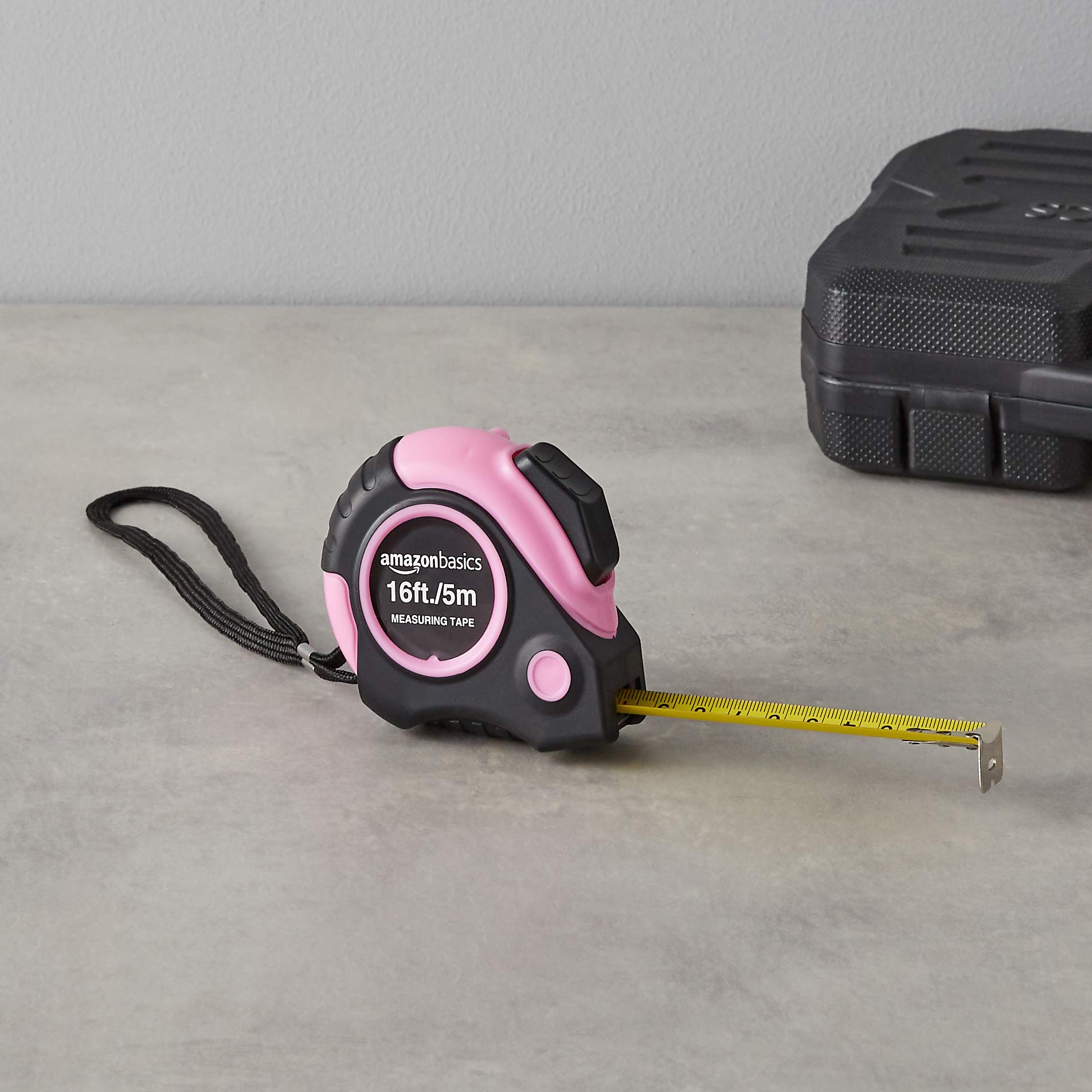 Amazon Basics 16-Foot Pink Tape Measure - Retractable, Durable & Easy to Read - Perfect for DIY Projects, Home Improvement & Crafting