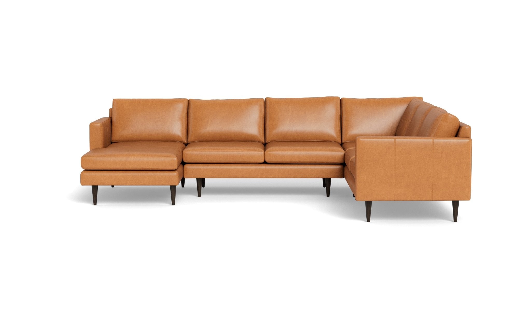 Wallace 131 Genuine Leather Left Chaise Sectional Sofa - Modern Untufted Corner Couch for Living Room, Lounge & Family Room