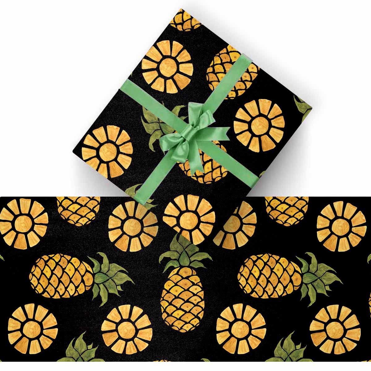 InterestPrint Watercolor Fruits Pineapples Wrapping Paper Roll - 2 Rolls for Christmas, Birthday, Wedding & All Occasions - Perfect for Gift Wrapping, Crafts & Party Decorations
