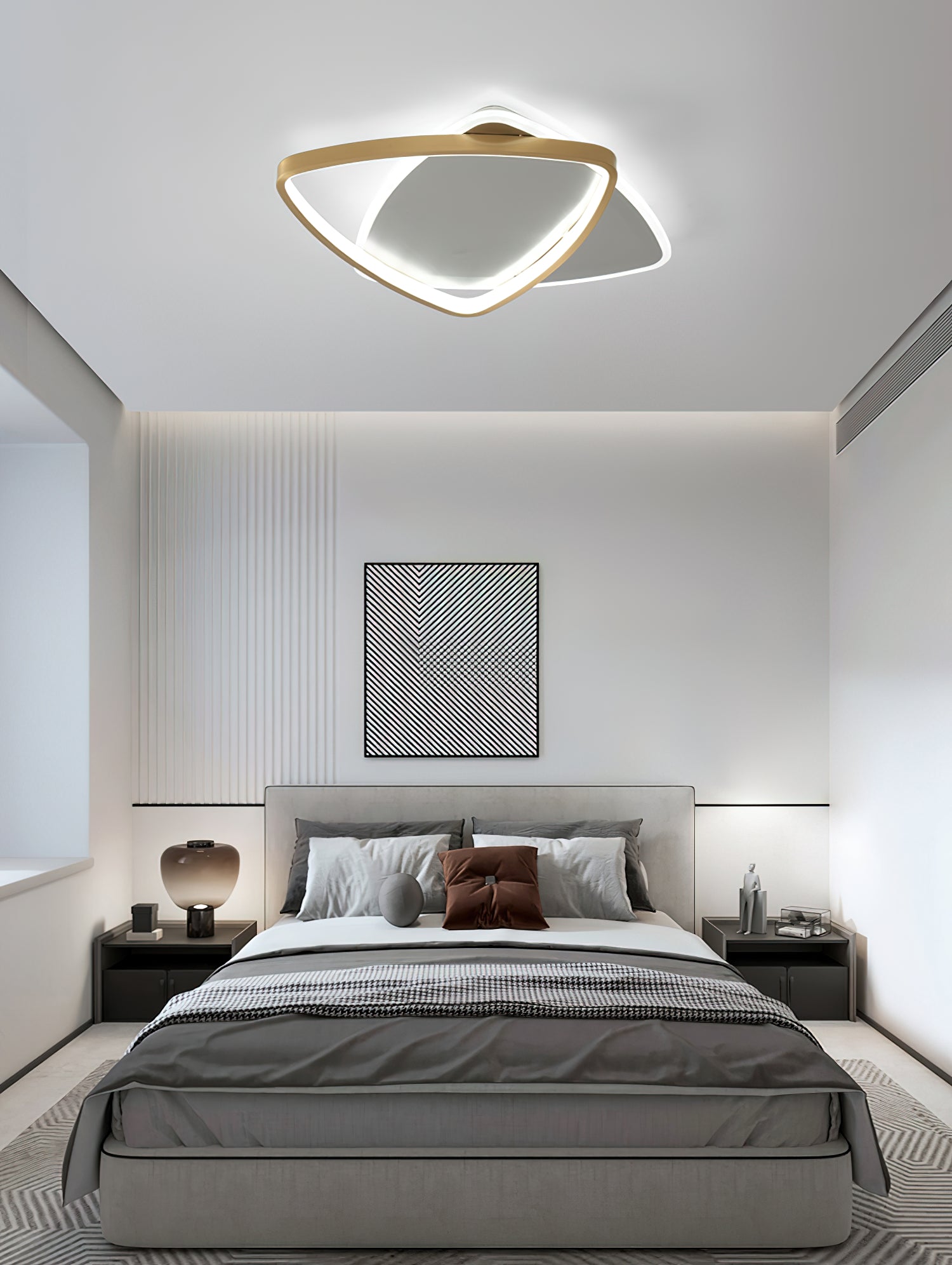 Double Layer Copper Ceiling Light Fixture - Modern Industrial Pendant Lighting for Living Room, Dining Room, Kitchen & Bedroom