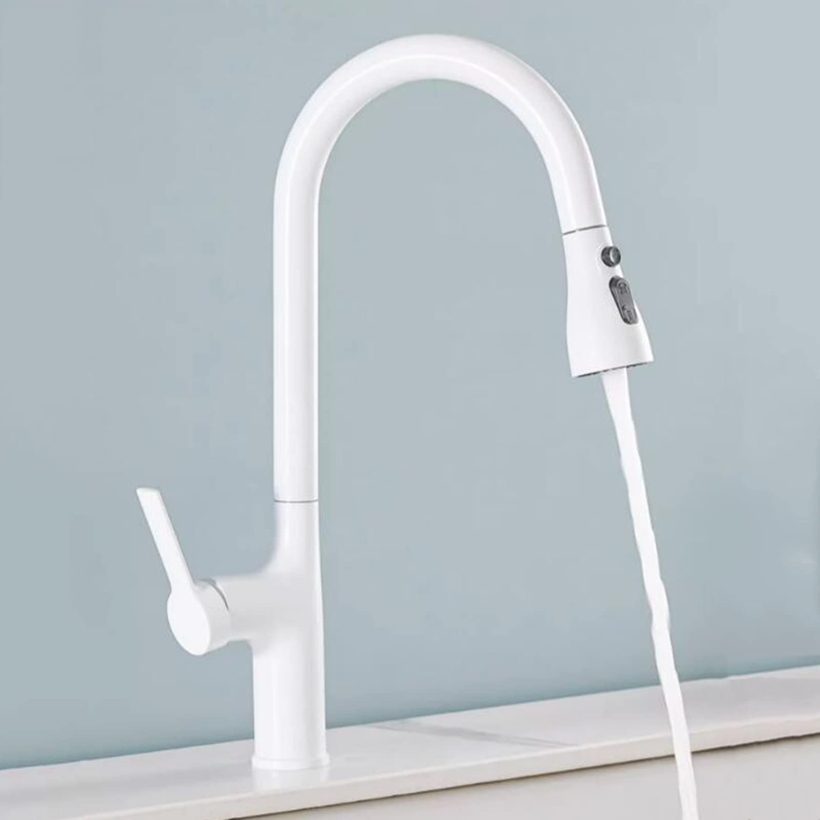 Stainless Steel Pull Down Kitchen Faucet with Swivel Spout & Sprayer - Hot & Cold Water Mixer Tap for Sink - Perfect for Modern Kitchens, Dishwashing & Food Prep