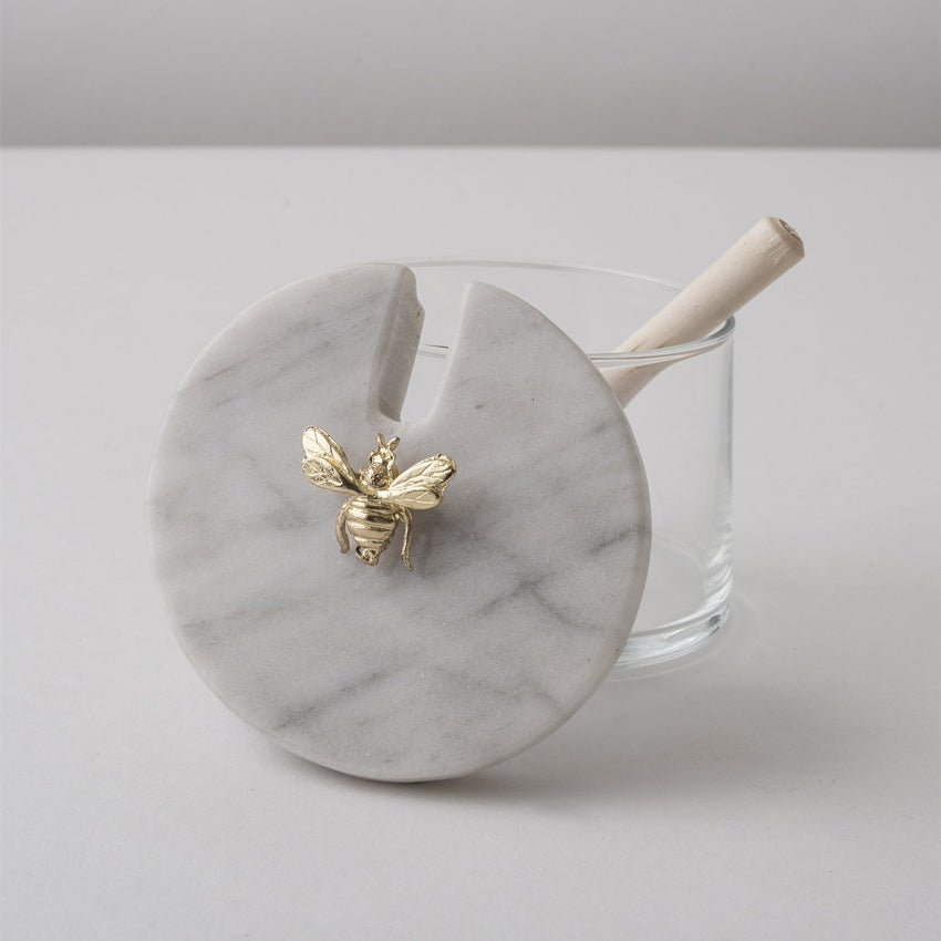 CDMX Design Bruci Beehive Honey Pot - Premium Ceramic Honey Jar with Wooden Dipper, Perfect for Tea, Toast & Gift Giving