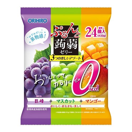 Orihiro 0 Calorie Bite-Sized Fruit Konjac Jelly Assortment - 432g Pack | Low-Sugar Healthy Snack for Weight Loss, Keto Diet & On-the-Go Energy Boost