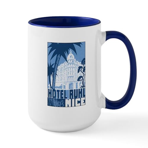 White/Navy Inside - Nice France Large Mug