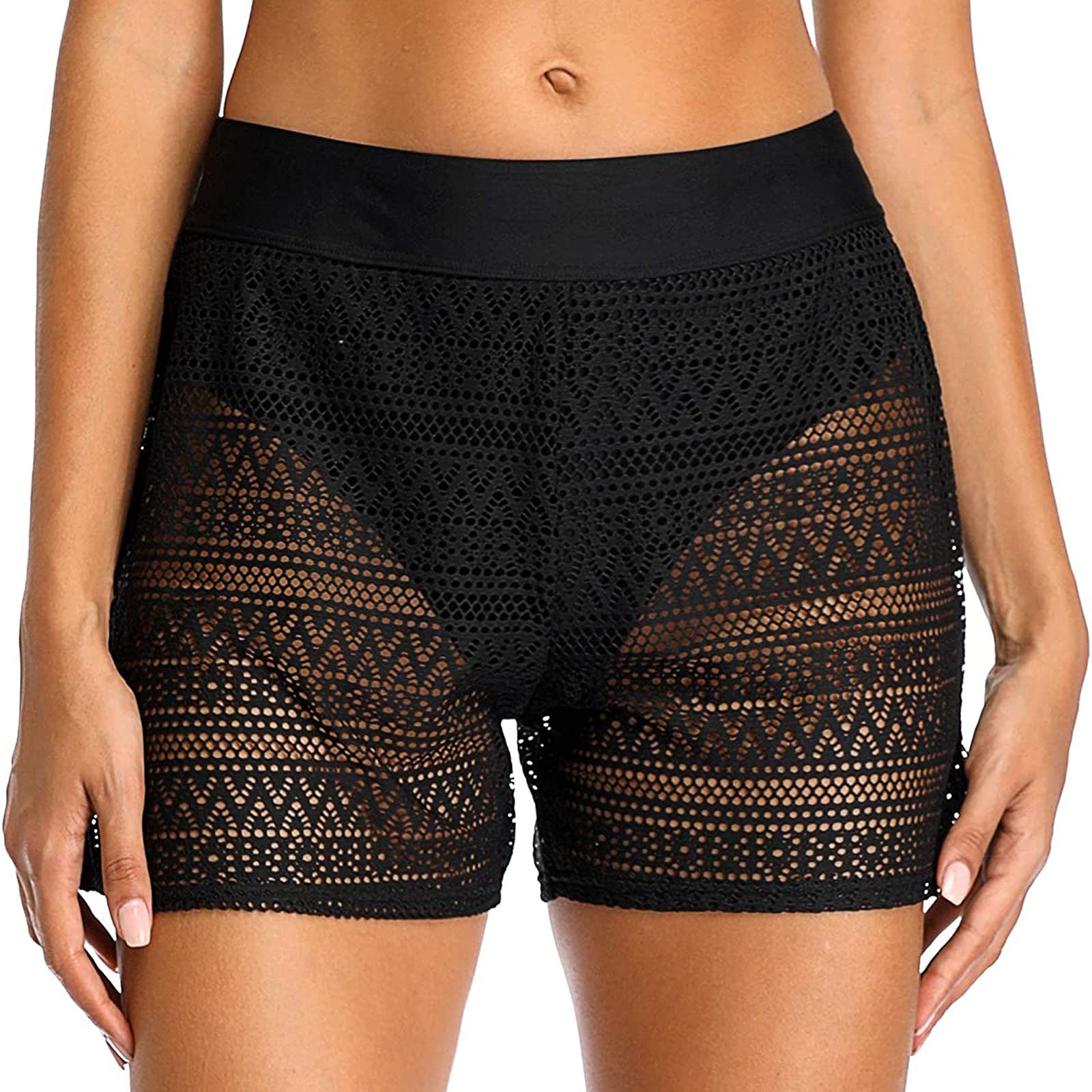 YIQIAO Women's High Waisted Swim Shorts - Quick Dry Bathing Suit Bottoms & Board Shorts for Beach, Pool & Summer Activities | Comfortable Swimwear for Surfing, Yoga & Vacation