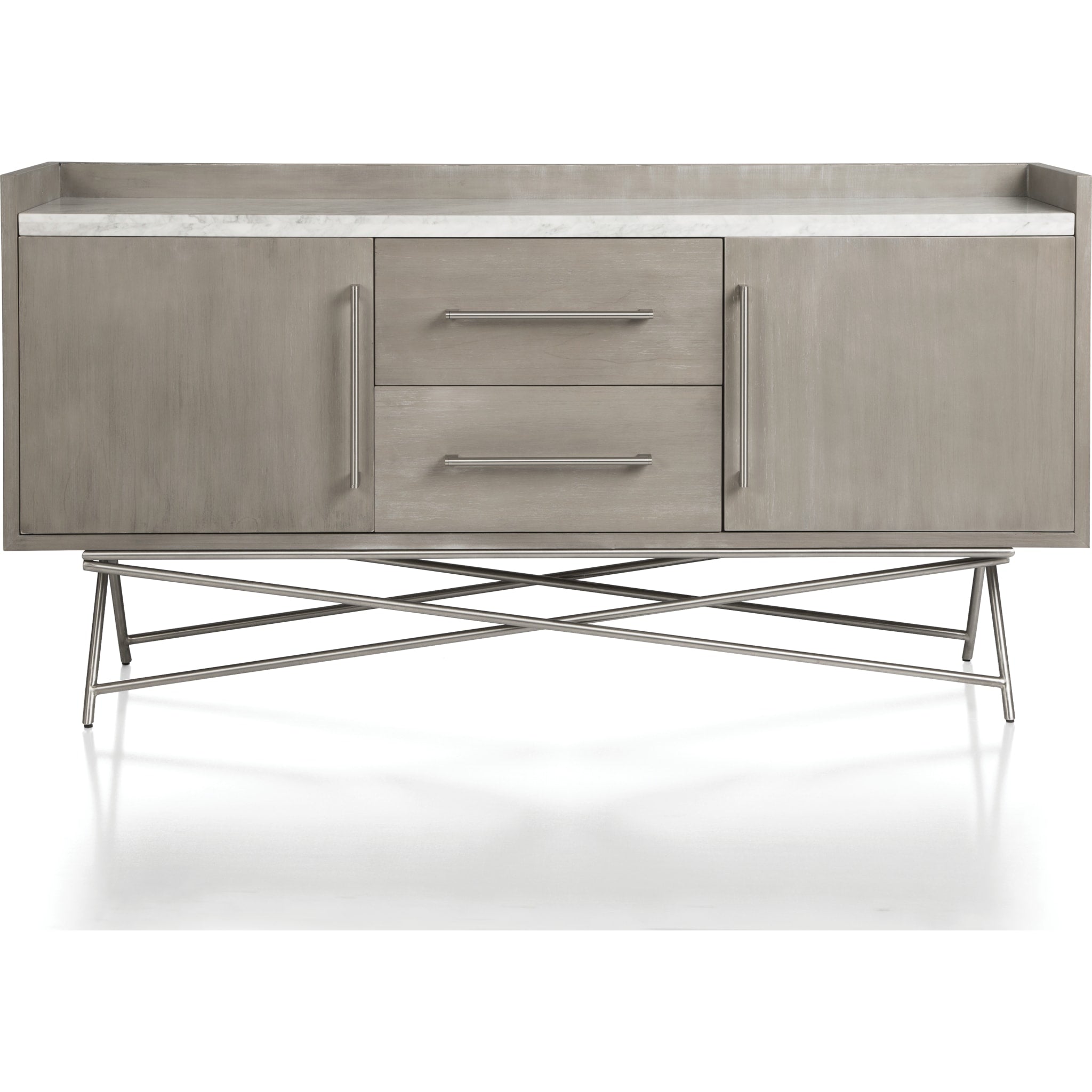 Antique Grey Coral Marble Top Rectangular Sideboard - Elegant Dining Room Buffet & Living Room Storage Cabinet for Home Decor