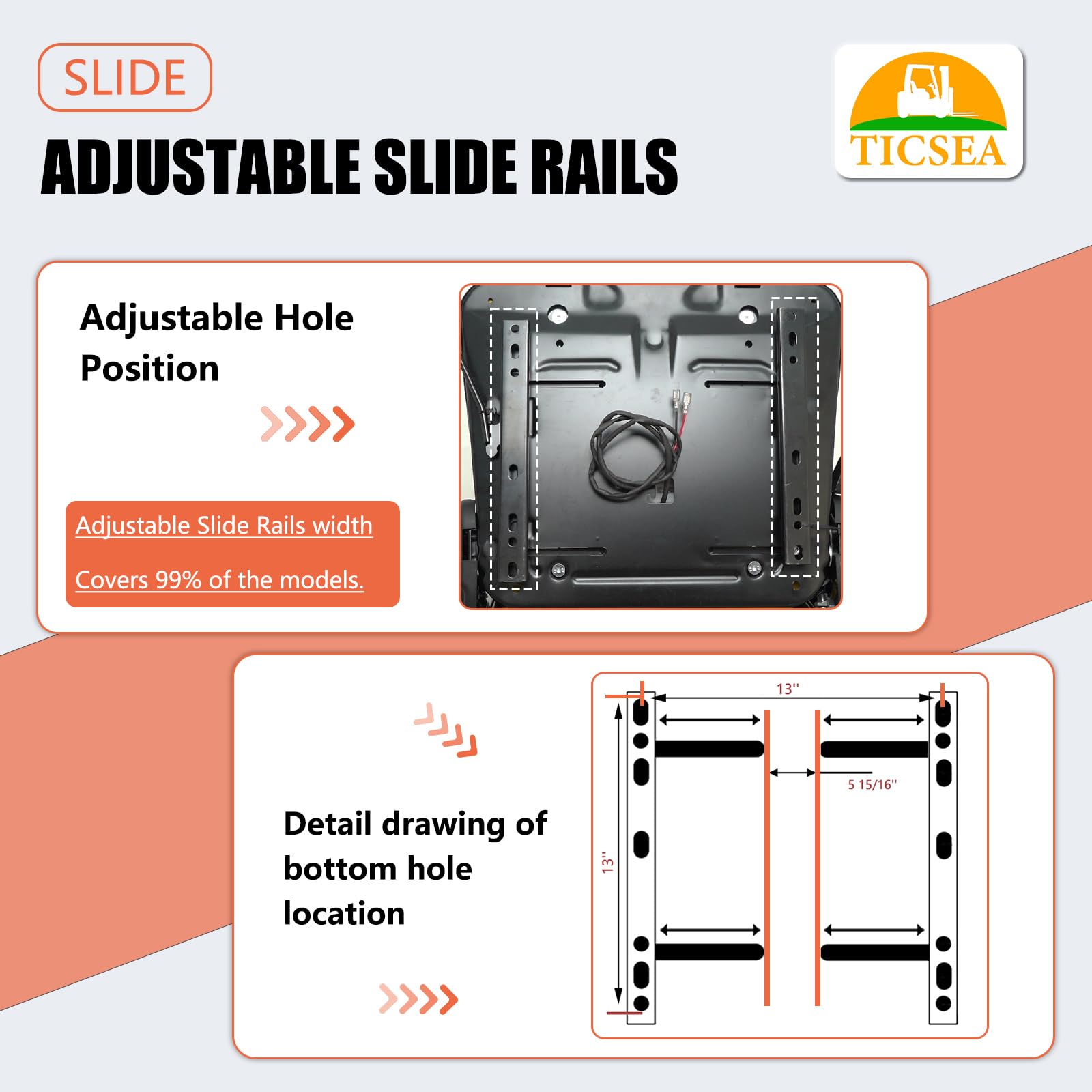 Universal Fold Down Tractor Seat with Adjustable Backrest - Built-In Operator Presence Switch & Slide Mechanism - Compatible with Lawn Mowers, Forklifts, Boats, Excavators, Skid Loaders, Backhoes, Dozers & Telehandlers - Ideal for Farming, Construction & Marine Applications