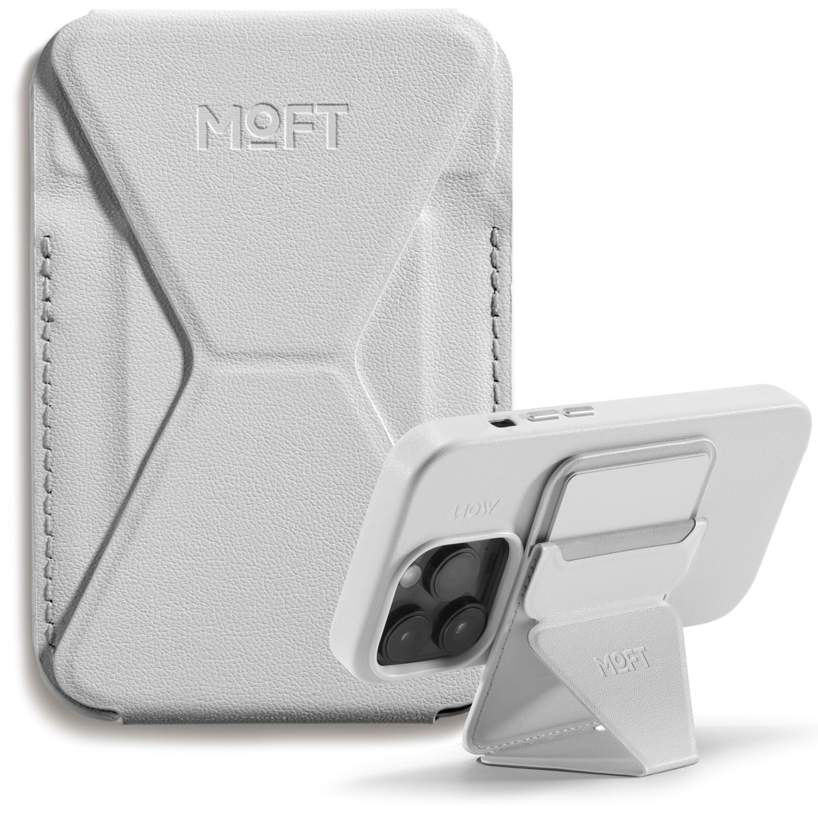 MOFT MagSafe Wallet for iPhone 15/14/13/12 Series - Slim Magnetic Phone Card Holder with 3 Viewing Angles, Holds 2 Cards, Stain-Resistant Vegan Leather Phone Stand (Misty Cove) - Perfect for Work, Travel & Everyday Use