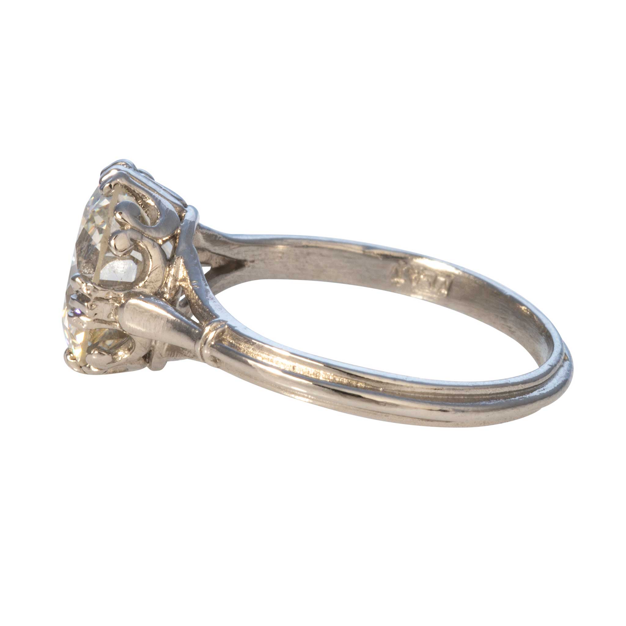 3ct K SI1 Round Brilliant Diamond Platinum Engagement Ring for Women - Vintage Inspired Estate Jewelry - Perfect for Proposals, Anniversaries & Special Occasions