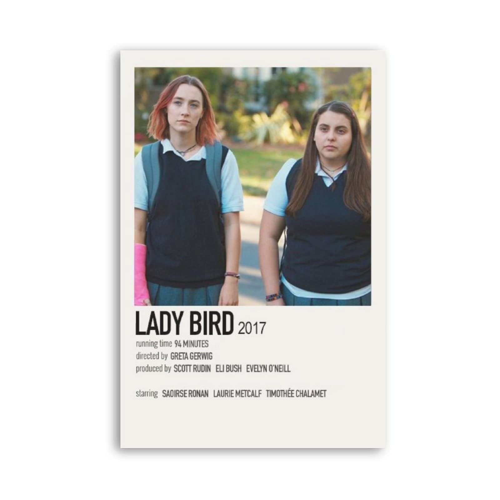 90s Minimalist Movie Posters - Lady Bird Canvas Art Print for Room Aesthetic, Bedroom & Office Decor (16x24 inch, 40x60cm Unframed) - Perfect Gift for Movie Lovers & Vintage Style Enthusiasts