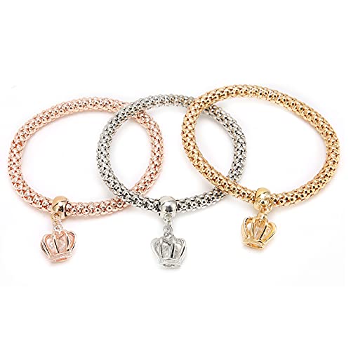 Rose Gold Popcorn Bracelets for Women & Girls - Stretchable Comfort Fit with Magnetic Clasp - Perfect for Everyday Wear, Gifts & Fashion Accessories