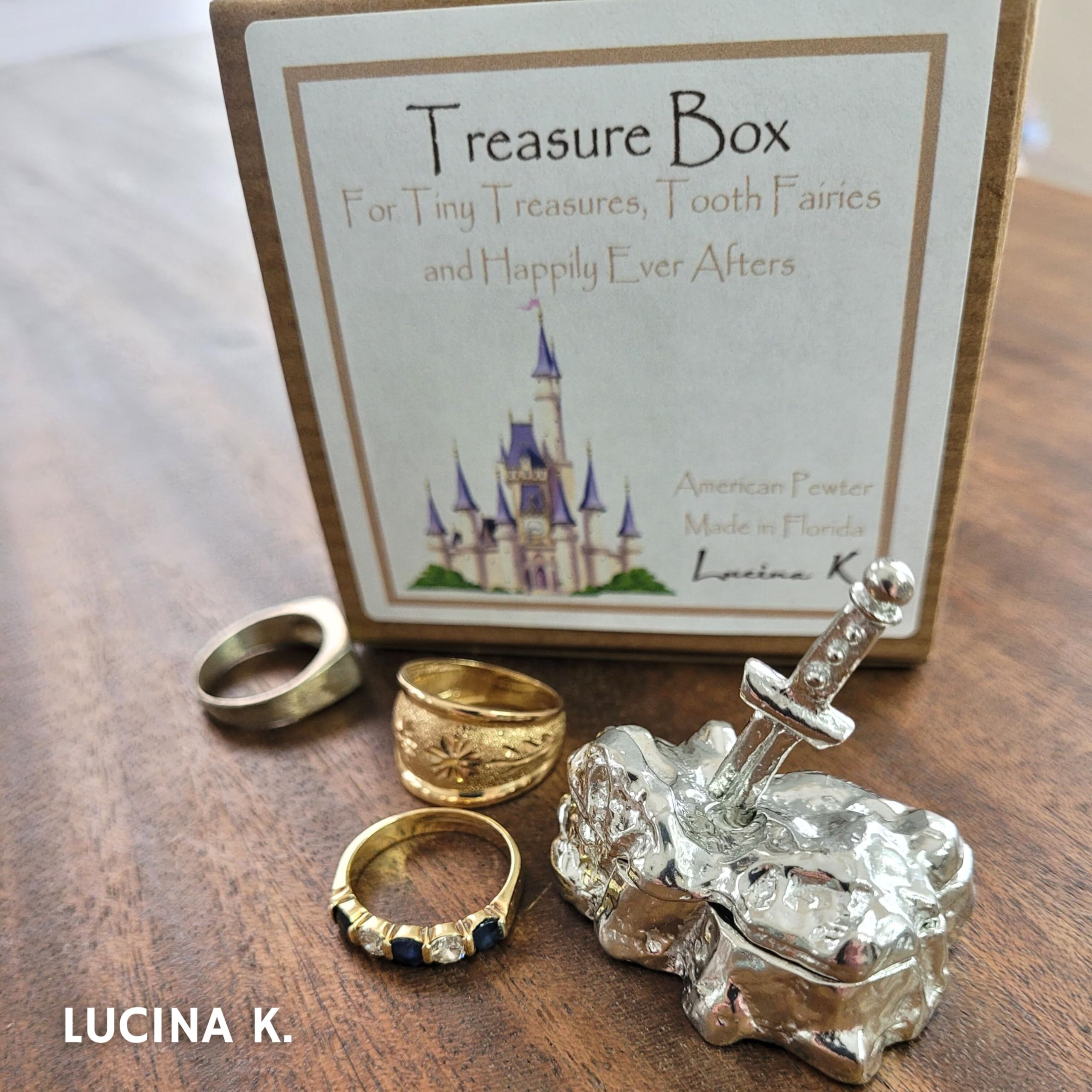 King Arthur Tooth Fairy Treasure Box - Handcrafted Pewter Ring Keepsake Box - Made in USA - Amazon Prime - Perfect for Tooth Fairy Gifts & Kids' First Lost Tooth Celebration