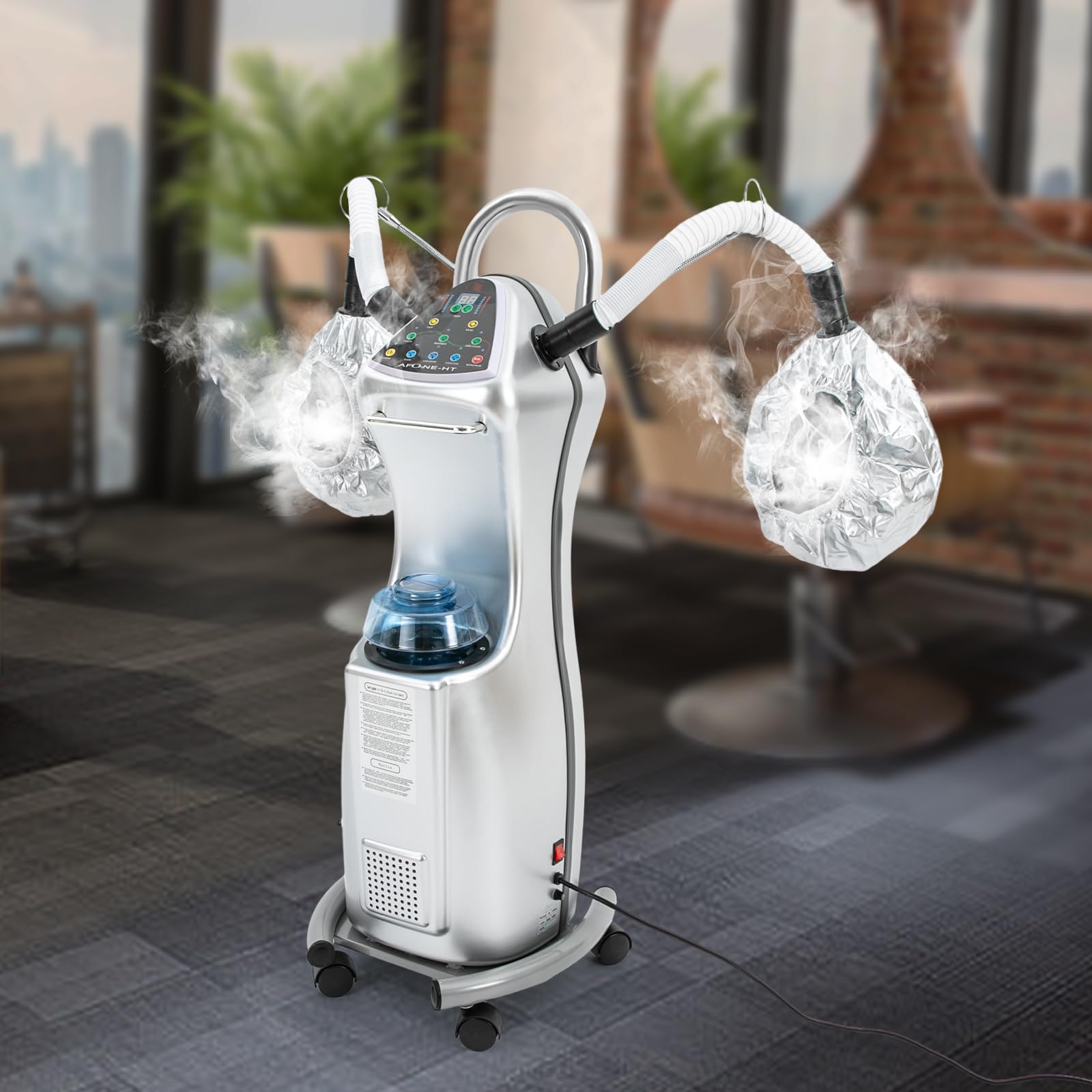 7 in 1 Professional Salon Stand Hair Steamer - 650W Hooded Hair Dryer with Wheels - Multifunctional Hair Color Processor & Treatment Machine for Salon & SPA - Perfect for Deep Conditioning, Keratin Treatments & Scalp Therapy