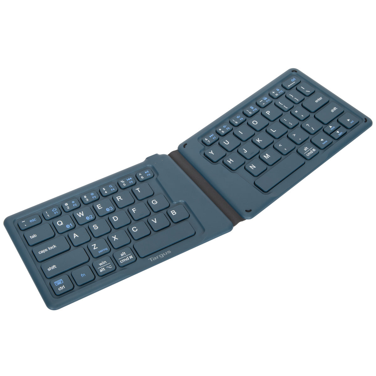 Ergonomic Foldable Bluetooth® Antimicrobial Keyboard - Wireless, Portable & Comfortable for Office, Travel & Home Use (Blue)