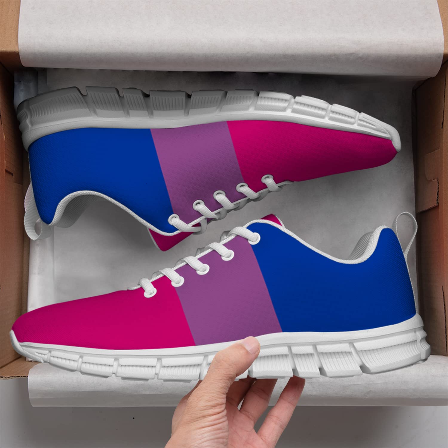 LGBT Pride Month Running Shoes for Women & Men - Bi Pride Flag Sneakers for Walking, Tennis & Gifts - Comfortable Purple Athletic Shoes (Men's 4.5/Women's 6.5) - Perfect for Pride Parades, Gym Workouts & Casual Wear