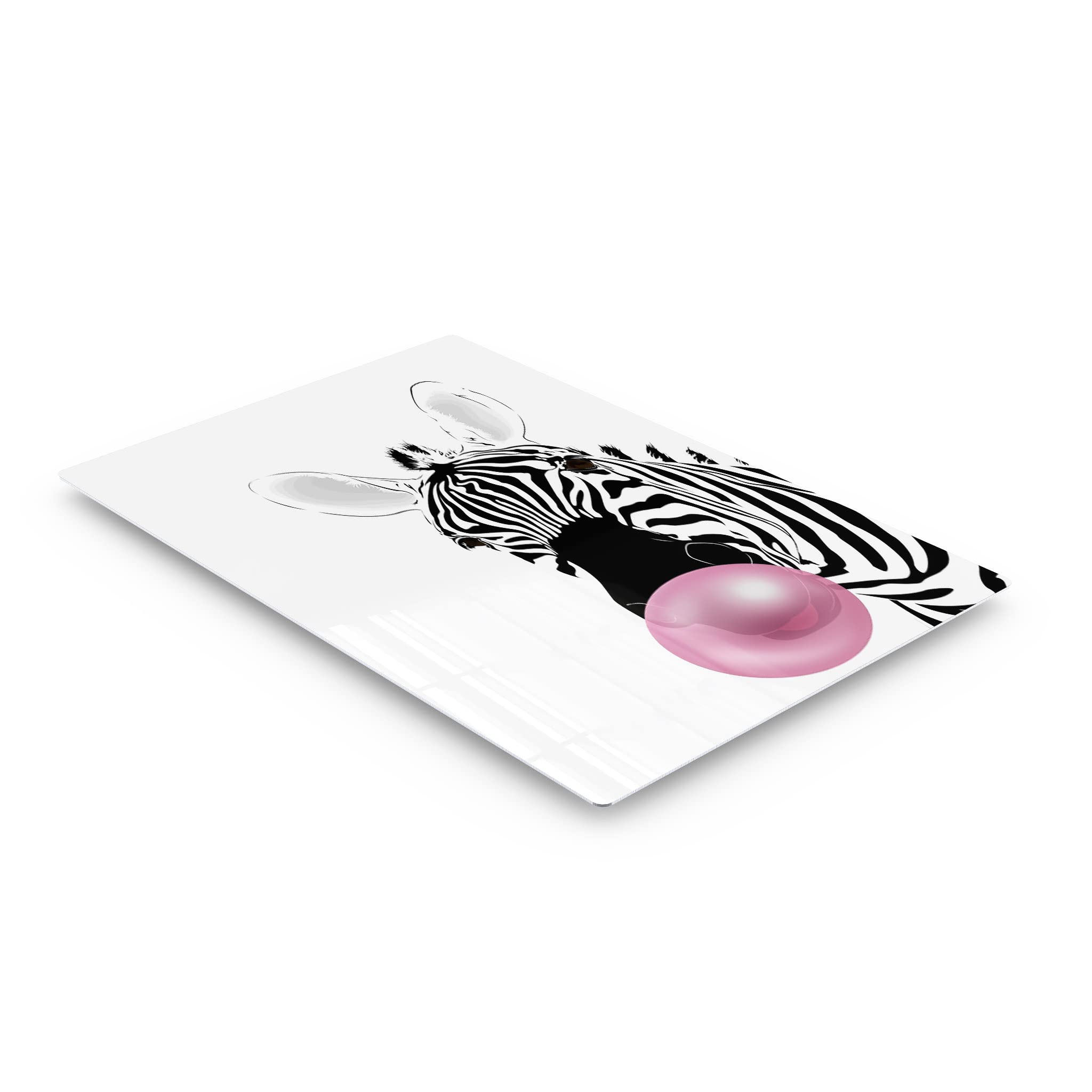 Zebra Animal Bubble Gum Pop Art Metal Print - Pink Chewing Gum Wall Decor for Living Room, Kids Room & Nursery | Black & White Home Decor | Ready to Hang 24x16 Inches | Made in USA | Perfect for Modern, Playful & Artistic Spaces