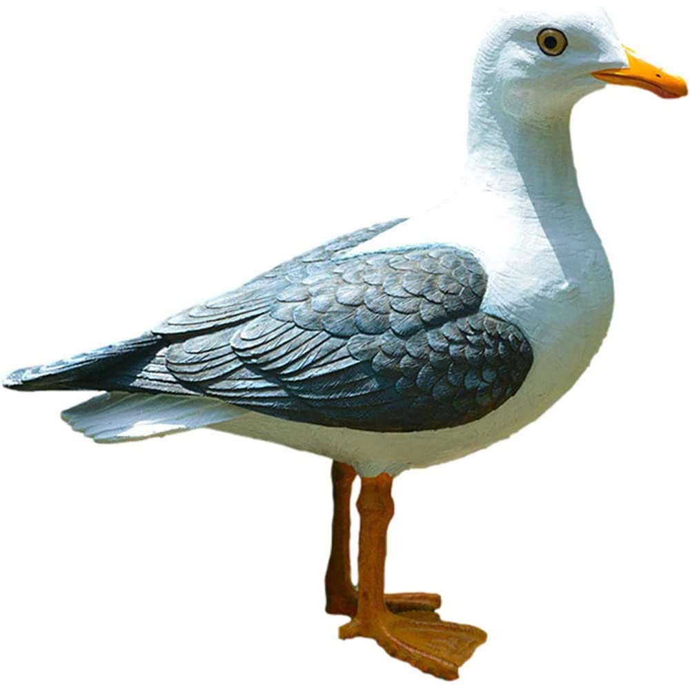 Realistic Seagull Sculpture - Lifelike Artificial Seabird Statue for Garden & Home Decor | Nautical Themed Resin Bird Figurine | Mediterranean Style Animal Model for Coastal, Beach House, and Outdoor Decorations